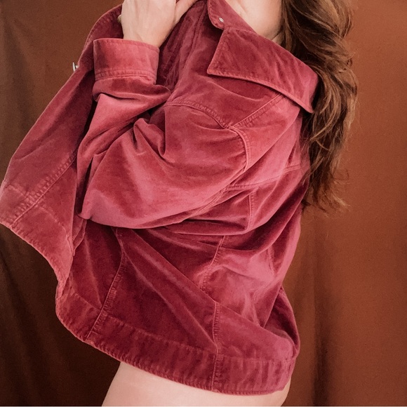 Vintage Velvet Caribbean Joe Burgundy Cotton Button Down Shacket Barn Jacket 2X - Picture 4 of 10